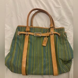 PLAID PRINT TUMI TOTE PURSE